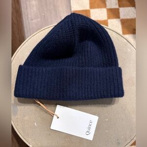 Quince Mongolian Cashmere navy blue Ribbed Beanie